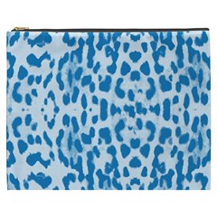 Blue Leopard Pattern Cosmetic Bag (xxxl)  by Valentinaart