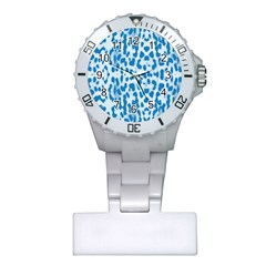 Blue Leopard Pattern Plastic Nurses Watch by Valentinaart