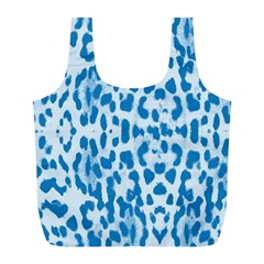 Blue Leopard Pattern Full Print Recycle Bags (l)  by Valentinaart