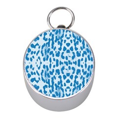 Blue Leopard Pattern Mini Silver Compasses by Valentinaart