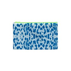 Blue Leopard Pattern Cosmetic Bag (xs) by Valentinaart