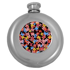 Butterflies Round Hip Flask (5 Oz) by Valentinaart