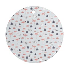 Cute Flamingos And  Leaves Pattern Ornament (round) by TastefulDesigns