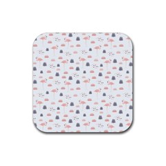 Cute Flamingos And  Leaves Pattern Rubber Coaster (square)  by TastefulDesigns