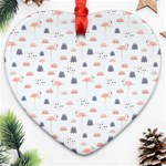 Cute Flamingos And  Leaves Pattern Heart Ornament (Two Sides) Front