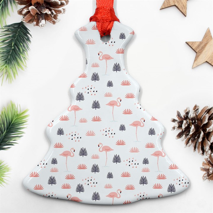 Cute Flamingos And  Leaves Pattern Ornament (Christmas Tree) 