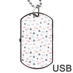 Cute Flamingos And  Leaves Pattern Dog Tag Usb Flash (two Sides) by TastefulDesigns