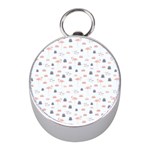 Cute Flamingos And  Leaves Pattern Mini Silver Compasses Front