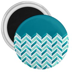 Zigzag Pattern In Blue Tones 3  Magnets by TastefulDesigns