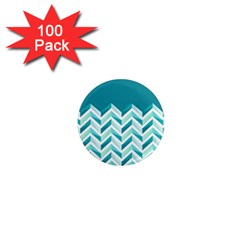 Zigzag Pattern In Blue Tones 1  Mini Magnets (100 Pack)  by TastefulDesigns