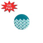 Zigzag pattern in blue tones 1  Mini Magnets (100 pack)  Front