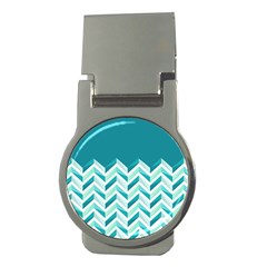 Zigzag Pattern In Blue Tones Money Clips (round)  by TastefulDesigns