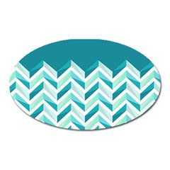 Zigzag Pattern In Blue Tones Oval Magnet by TastefulDesigns