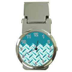 Zigzag Pattern In Blue Tones Money Clip Watches by TastefulDesigns