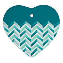 Zigzag Pattern In Blue Tones Heart Ornament (two Sides) by TastefulDesigns