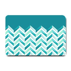 Zigzag Pattern In Blue Tones Small Doormat  by TastefulDesigns