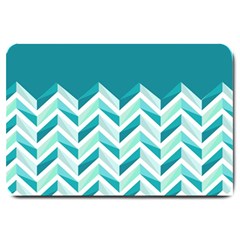 Zigzag Pattern In Blue Tones Large Doormat  by TastefulDesigns