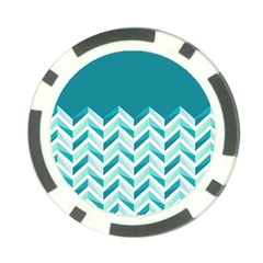 Zigzag Pattern In Blue Tones Poker Chip Card Guard by TastefulDesigns