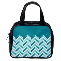 Zigzag Pattern In Blue Tones Classic Handbags (one Side) by TastefulDesigns