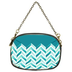 Zigzag Pattern In Blue Tones Chain Purses (one Side)  by TastefulDesigns