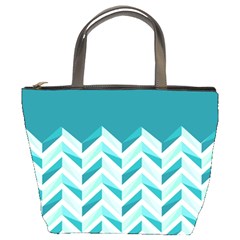 Zigzag Pattern In Blue Tones Bucket Bags by TastefulDesigns