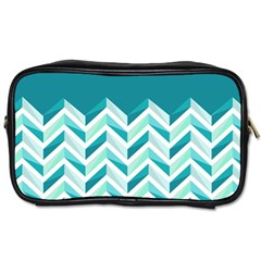 Zigzag Pattern In Blue Tones Toiletries Bags 2-side by TastefulDesigns