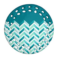 Zigzag Pattern In Blue Tones Ornament (round Filigree) by TastefulDesigns