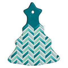 Zigzag Pattern In Blue Tones Christmas Tree Ornament (two Sides) by TastefulDesigns