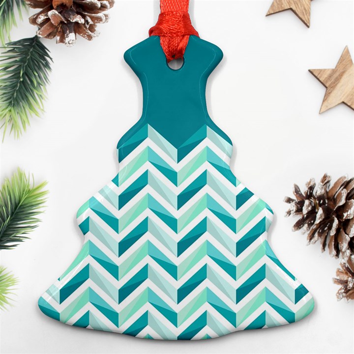 Zigzag pattern in blue tones Christmas Tree Ornament (Two Sides)