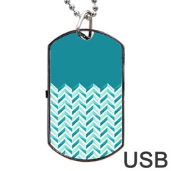 Zigzag Pattern In Blue Tones Dog Tag Usb Flash (one Side) by TastefulDesigns