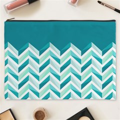 Zigzag Pattern In Blue Tones Cosmetic Bag (xxxl)  by TastefulDesigns