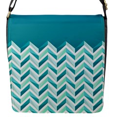 Zigzag Pattern In Blue Tones Flap Messenger Bag (s) by TastefulDesigns