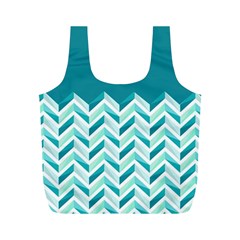 Zigzag Pattern In Blue Tones Full Print Recycle Bags (m)  by TastefulDesigns