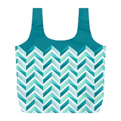 Zigzag Pattern In Blue Tones Full Print Recycle Bags (l)  by TastefulDesigns