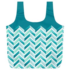 Zigzag Pattern In Blue Tones Full Print Recycle Bags (l)  by TastefulDesigns