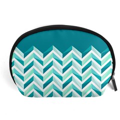 Zigzag Pattern In Blue Tones Accessory Pouches (large)  by TastefulDesigns