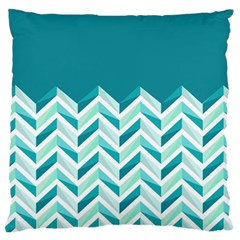 Zigzag Pattern In Blue Tones Large Flano Cushion Case (one Side) by TastefulDesigns