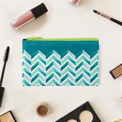 Zigzag Pattern In Blue Tones Cosmetic Bag (xs) by TastefulDesigns