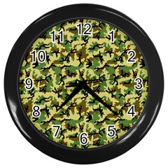 Camo Woodland Wall Clocks (black) by sifis