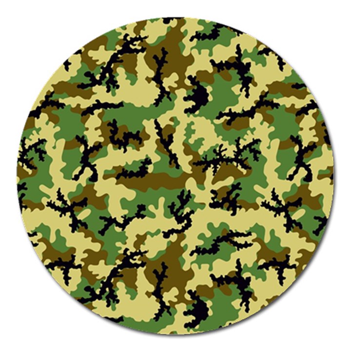 Camo Woodland Magnet 5  (Round)