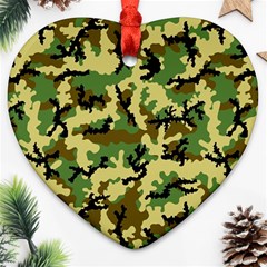 Camo Woodland Heart Ornament (two Sides) by sifis