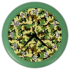 Camo Woodland Color Wall Clocks by sifis