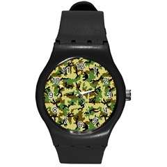 Camo Woodland Round Plastic Sport Watch (m) by sifis