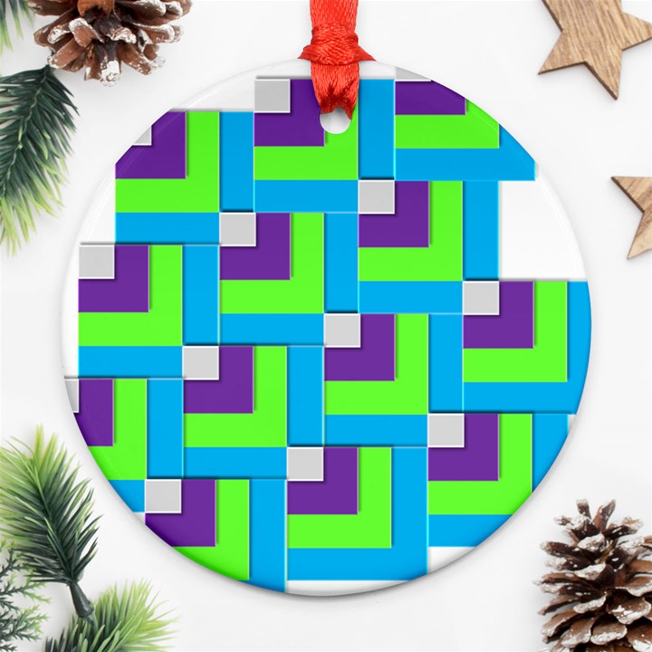 Geometric 3d Mosaic Bold Vibrant Ornament (Round)