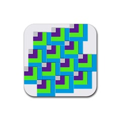 Geometric 3d Mosaic Bold Vibrant Rubber Coaster (square)  by Amaryn4rt