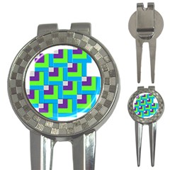 Geometric 3d Mosaic Bold Vibrant 3-in-1 Golf Divots by Amaryn4rt