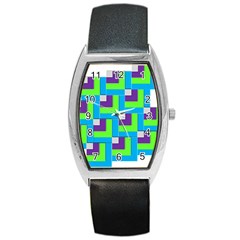 Geometric 3d Mosaic Bold Vibrant Barrel Style Metal Watch by Amaryn4rt