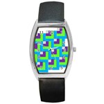 Geometric 3d Mosaic Bold Vibrant Barrel Style Metal Watch Front