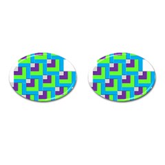 Geometric 3d Mosaic Bold Vibrant Cufflinks (oval) by Amaryn4rt