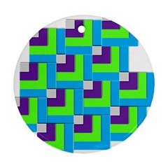 Geometric 3d Mosaic Bold Vibrant Round Ornament (two Sides) by Amaryn4rt